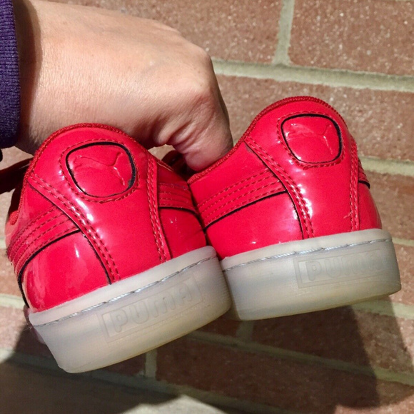 Puma Kids Patent Leather Lace Up Sneakers Sz 6.5Y - Picture 6 of 8